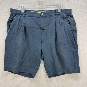 Tommy Bahama Relax Shorts Mens 38 Blue 100% Silk Pleated Herringbone Luxury Golf